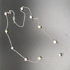 Sterling Silver 24" Necklace w/ Blush, Pale Green and Lt. Gray Simulated Pearls